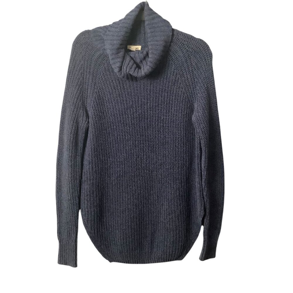 Silence + Noise Blue Cowl Neck Sweater Women Size Medium‎ Cotton Blend Open Knit